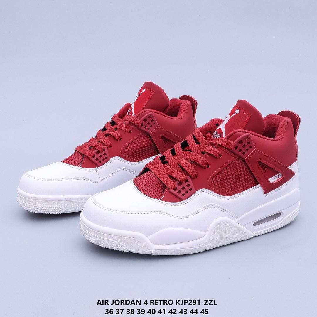 2020 Air Jordan 4 Retro Wine Red White Shoes For Women